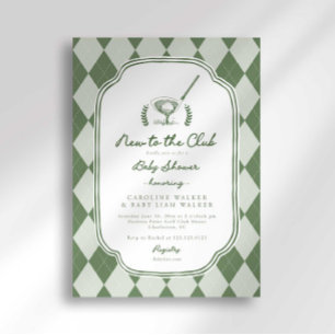 Preppy Argyle Nieuw in de Club Golf Baby Shower Kaart