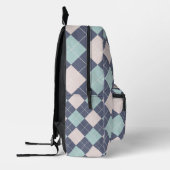Preppy Argyle Plaid Roze Turquoise en Denim Blue Bedrukte Rugzak (Links)