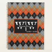 Preppy Argyle Sinaasappel grijs zwart bruin gepers Planner (Voorkant)