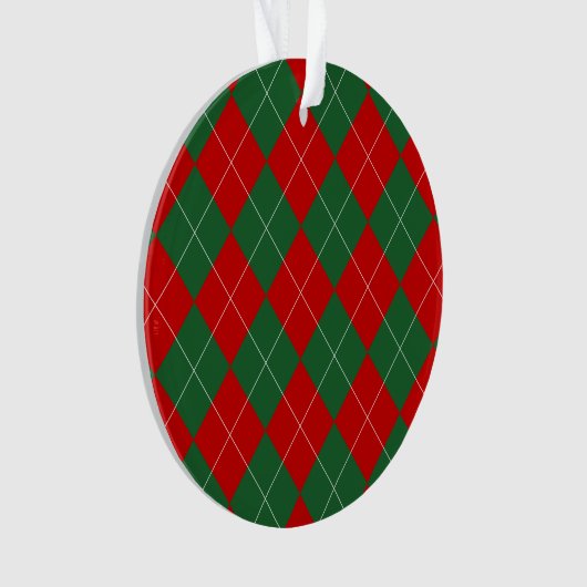 Preppy Argyle Tartan Diamond Plaid Red Green Ornament (voorkant)