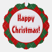 Preppy Argyle Tartan Diamond Plaid Red Green Ornament Kaart (Achterkant)