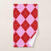 Preppy Argyle Tartan Diamond Plaid Rood Roze Bad Handdoek (Handdoek)