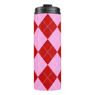 Preppy Argyle Tartan Diamond Plaid Rood Roze Thermosbeker