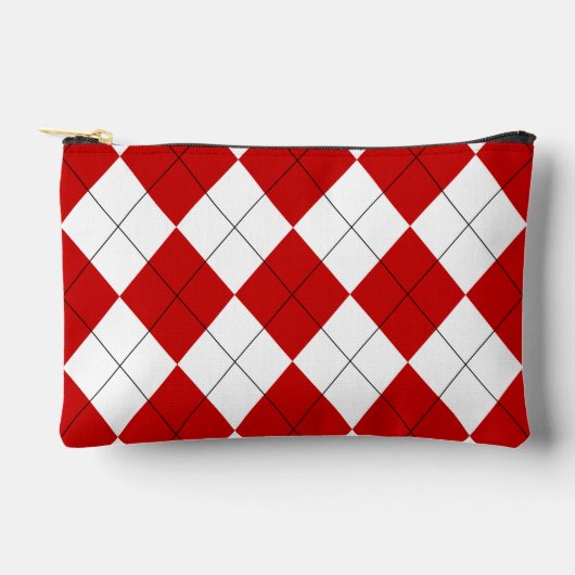 Preppy Argyle Tartan Diamond Plaid Rood Wit Etui (Voorkant)