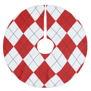 Preppy Argyle Tartan Diamond Plaid Rood Wit Kerstboom Rok