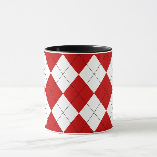 Preppy Argyle Tartan Diamond Plaid Rood Wit Mok (Midden)