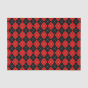 Preppy Argyle Tartan Diamond Plaid Rood Zwart Tissuepapier