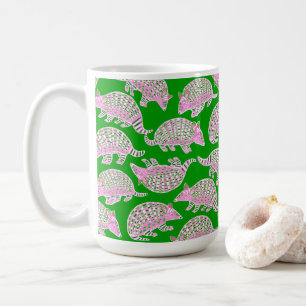 Preppy Armadillos roze groen Koffiemok