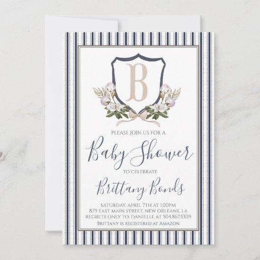 Preppy Baby Boy Cotton Shower Invitation (Devant)