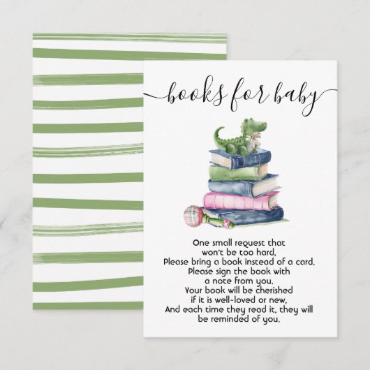 Preppy baby shower boeken voor baby kaart (Voorkant / Achterkant)