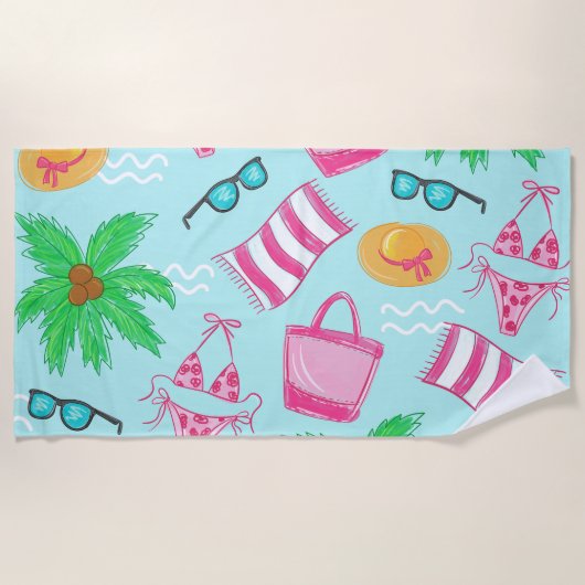Préppy Beach Bikini Serviette Palm Tree Beach Serv (Devant)