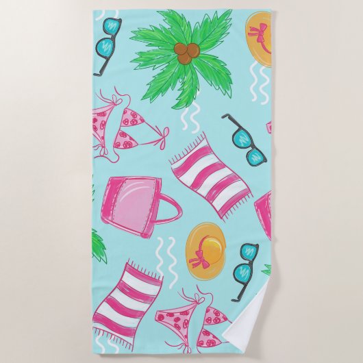 Préppy Beach Bikini Serviette Palm Tree Beach Serv (Devant)