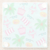 Preppy Beach Bikini Towel Palm Tree Bag Glazen Onderzetter (Achterkant)
