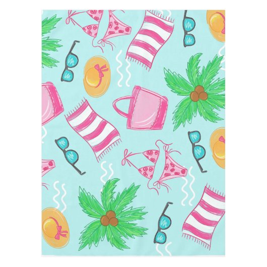 Preppy Beach Bikini Towel Palm Tree Towel Tafelkleed (Voorkant)