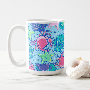 Preppy Beach Shell Crab Koffiemok