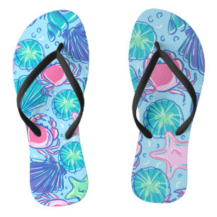 Preppy Beach Shell krab oceaan Teenslippers
