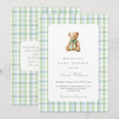 Preppy Bear Baby Shower Boy Kaart (Voorkant / Achterkant)