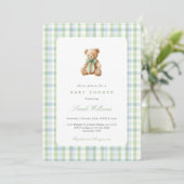 Preppy Bear Baby Shower Boy Kaart (Staand voorkant)