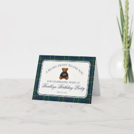 Preppy Bear Tartan Plaid Birthday Thank You Card  Bedankkaart