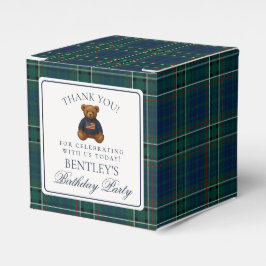 Preppy Bear Tartan Plaid Boy Birthday Favor Box Bedankdoosjes