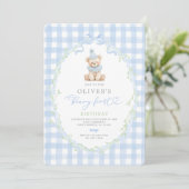 Preppy Beary First Birthday Invitation (Debout devant)
