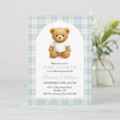 Preppy Beer Blue Plaid Arch Baby shower Kaart (Staand voorkant)