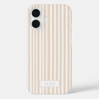 Preppy Beige Stripe Monogram  iPhone 16