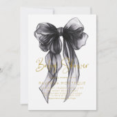 Preppy Black Bow Clean Personalized Baby Shower  Kaart (Voorkant)