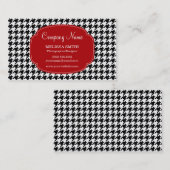 Preppy Black en Red Houndstooth Pattern Visitekaartje (Voorkant / Achterkant)