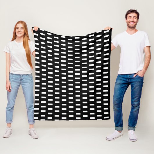 Preppy Black en White Geometric Pattern Fleece Deken (In situ)