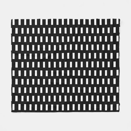 Preppy Black en White Geometric Pattern Fleece Deken (Voorkant (Horizontaal))