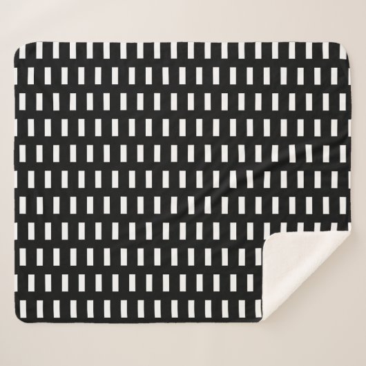 Preppy Black en White Geometric Pattern Sherpa Deken (Voorkant (horizontaal))