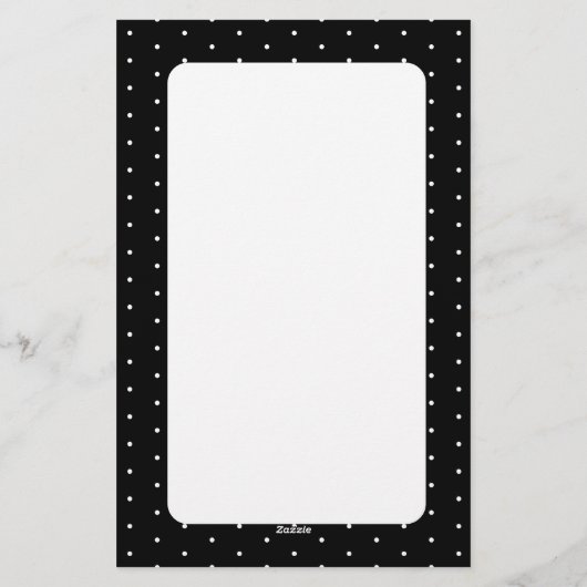 Preppy Black en White Tiny Polka Dots Pattern Briefpapier (Achterkant)