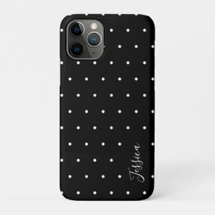 Preppy Black en White Tiny Polka Dots Pattern iPhone 11 Pro Hoesje