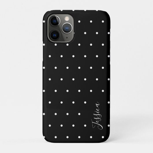 Preppy Black en White Tiny Polka Dots Pattern Case-Mate iPhone Case (Achterkant)