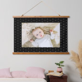 Preppy Black en White Tiny Polka Dots Pattern Hangend Wandkleed (Slaapkamer)