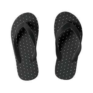 Preppy Black en White Tiny Polka Dots Pattern Kinder Teenslippers