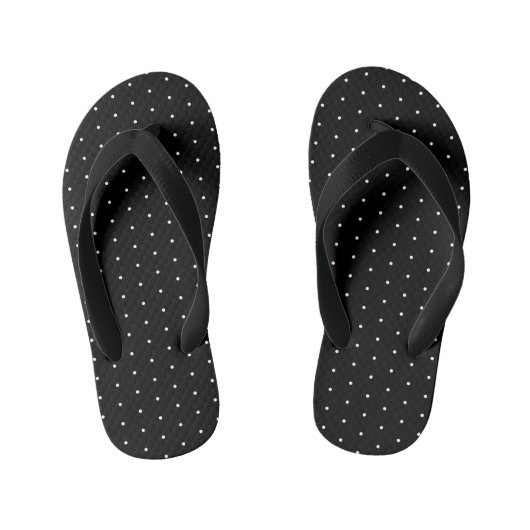 Preppy Black en White Tiny Polka Dots Pattern Kinder Teenslippers (Voetbed)