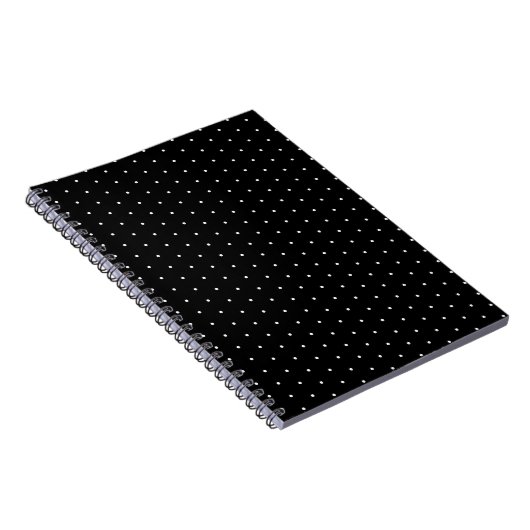 Preppy Black en White Tiny Polka Dots Pattern Notitieboek (Rechterzijde)
