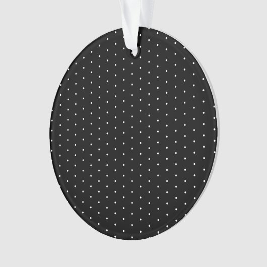 Preppy Black en White Tiny Polka Dots Pattern Ornament (voorkant)