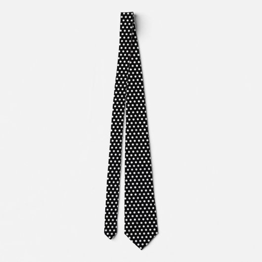 Preppy Black en White Tiny Polka Dots Pattern Stropdas (Achterkant)