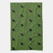 Preppy Black Lab kerst Pattern Green Gingham Theedoek (Verticaal)