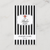 Preppy Black White Stripes Bakery Logo QR Code Visitekaartje (Voorkant)
