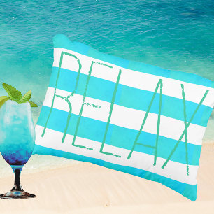 Preppy Blau en Witte brede streep Relax Buitenkussen