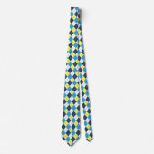 Preppy Blau Framboos Citroen Geel Argyle Stropdas (Voorkant)