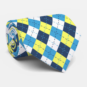 Preppy Blau Framboos Citroen Geel Argyle Stropdas