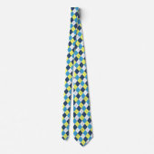 Preppy Blau Framboos Citroen Geel Argyle Stropdas (Achterkant)