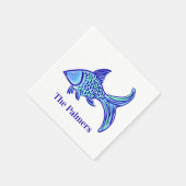 Preppy Blau Vis Gepersonaliseerd Servet (Hoek)