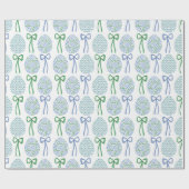 Preppy Blauw en Groen Pasen Bogen en Eieren Cadeaupapier (Vlak)