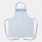 Preppy Blauw en Wit Chinoiserie Aangepaste naam Schort (Voorkant)